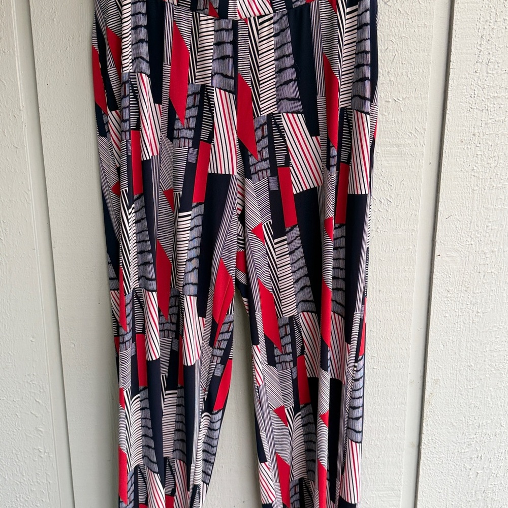 Roz & Ali Women’s 2X colorful geometric print palazzo Pants